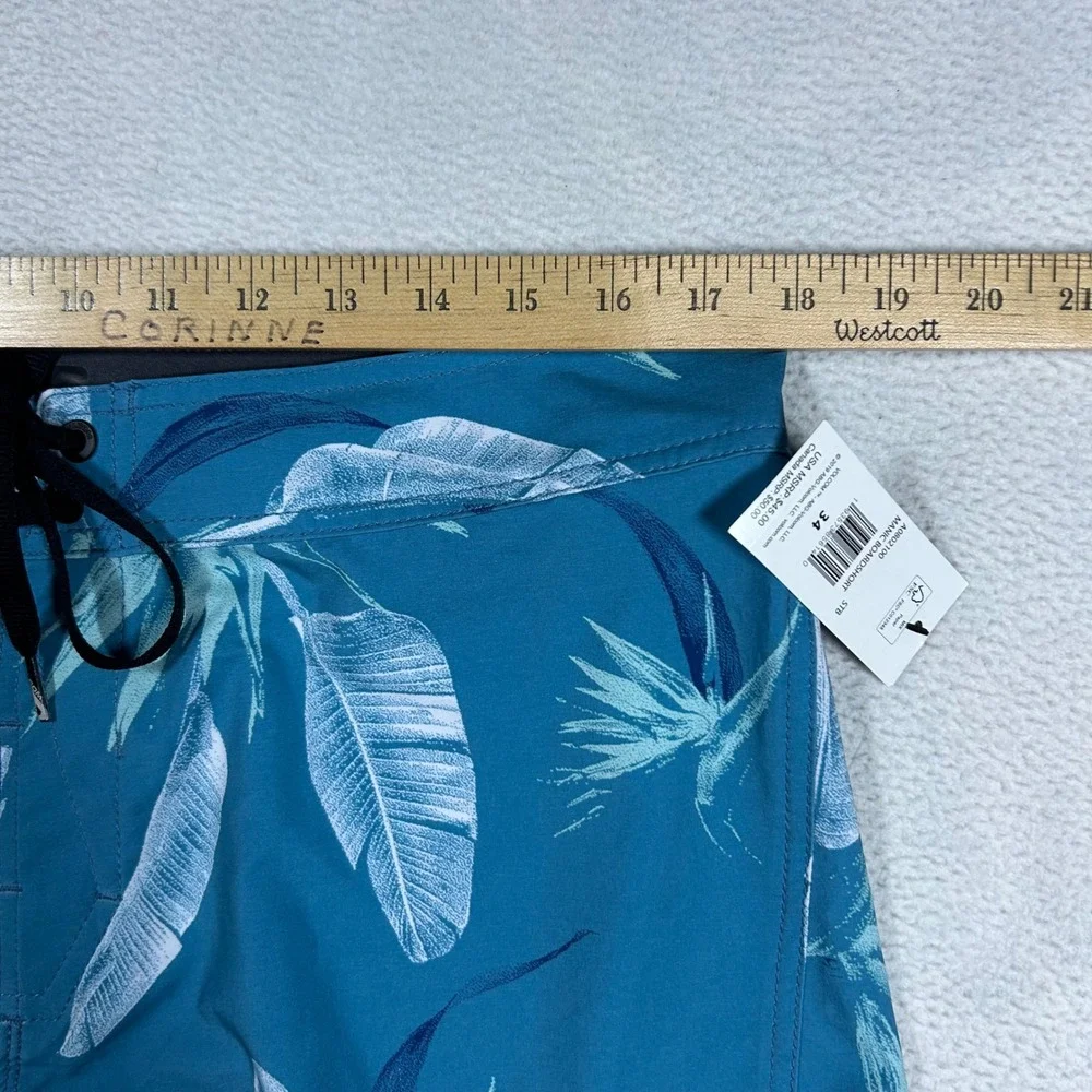 Volcom Manic Boardshorts Mens 34 Teal Floral Tropical Print A0802100